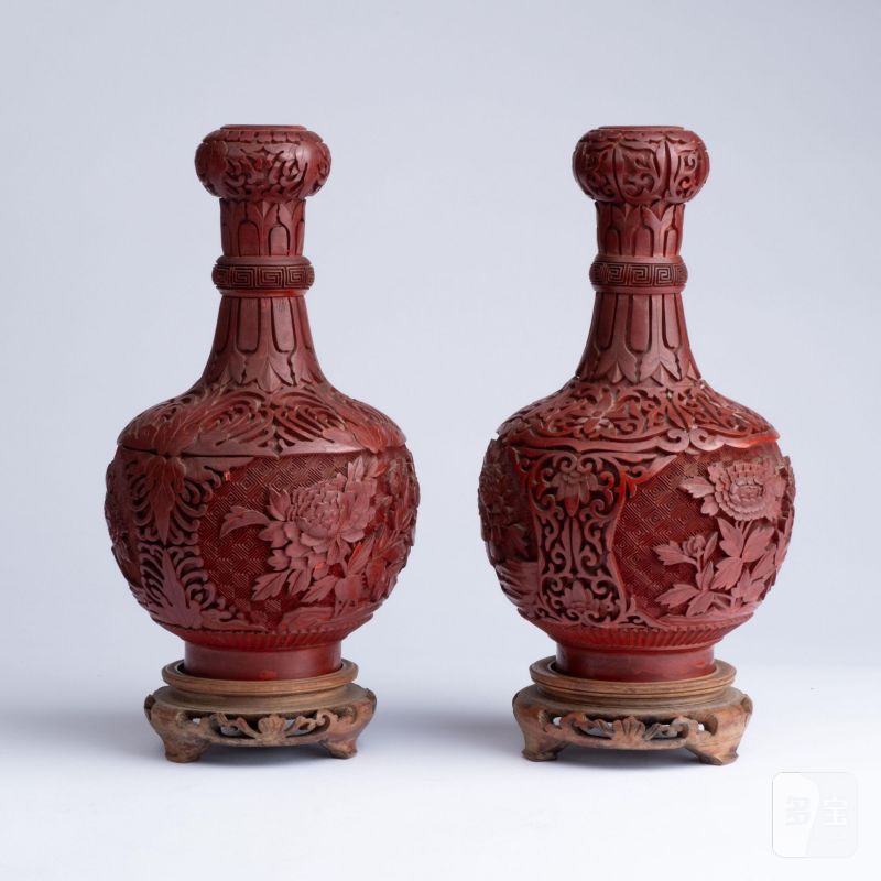   創匯期剔漆蒜頭瓶兩點 - 图2
